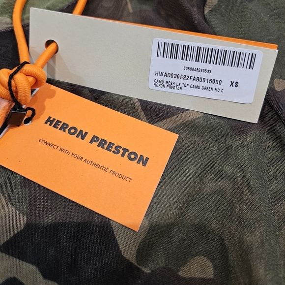 HERON PRESTONGreen Camo Long Sleeve Mesh  Top XS NWT - Picture 12 of 14